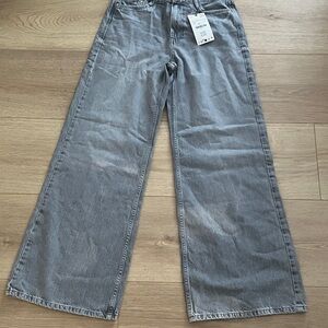 Zara Charcoal Wide-Leg Women Jeans